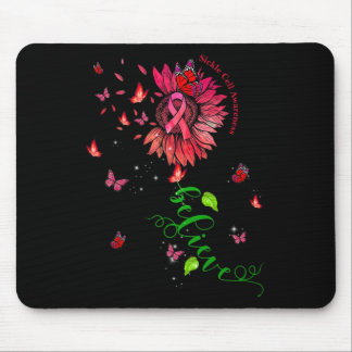 Sunflower Believe Burgundy Ribbon Sickle Cell Awar Mouse Pad