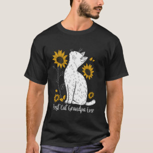 Sunflower Best Cat Grandpa Ever Cat Lover T-Shirt