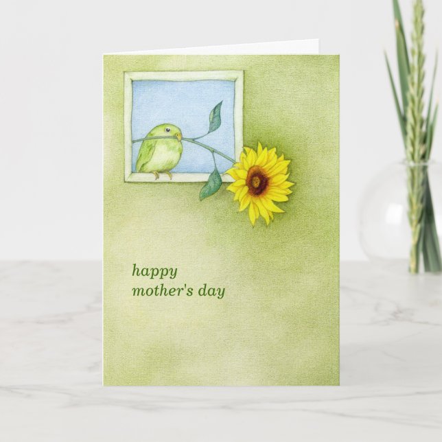 Sunflower Bird Mother's Day Card (Front)