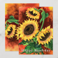 Sunflower Birthday Card - Painting