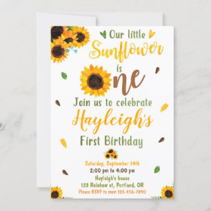 Sunflower birthday invitation 1st First birthday