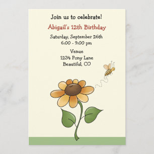 Sunflower Birthday Invitation for Girls