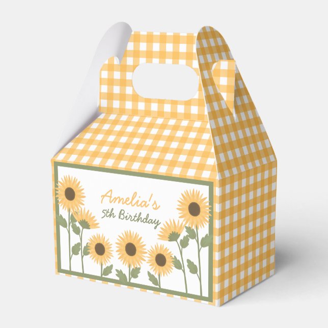 Sunflower Birthday Party Favour Boxes (Front Side)