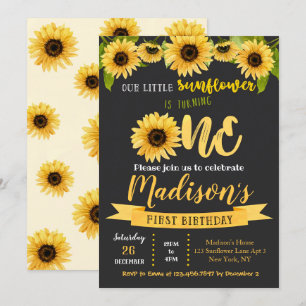Sunflower Birthday Party Invitations