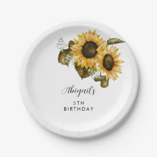 Sunflower Birthday Party Paper Plate