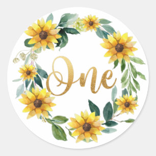 Sunflower Birthday Sticker, First Birthday Sticker