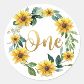 Sunflower Birthday Sticker, First Birthday Sticker