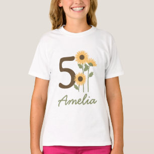 Sunflower Birthday T-Shirt Personalized Name & Age