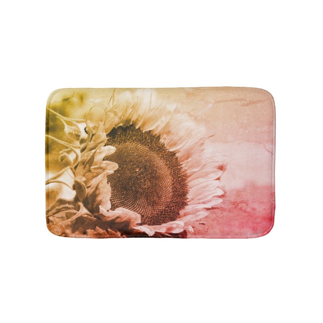Sunflower Black And White Distressed Vintage Bath Mat (Front)