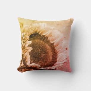 Sunflower Black And White Distressed Vintage Throw Pillow