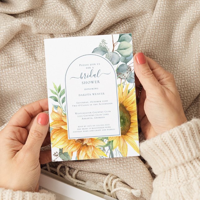 Sunflower Black Bridal Shower Invitation (Creator Uploaded)