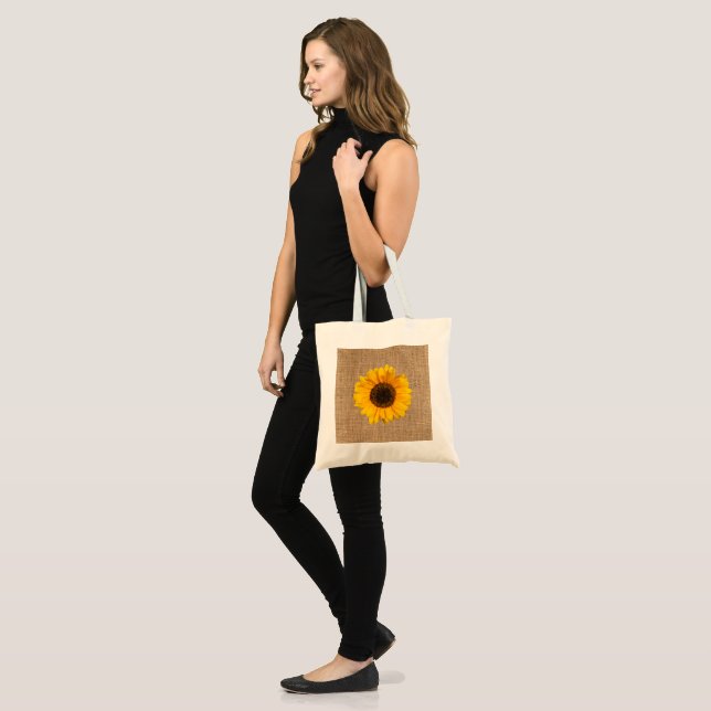  Sunflower Black burlap print Tote Bag (Front (Model))