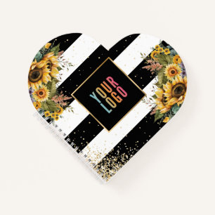 Sunflower Black Gold Business Logo Promotional Notebook