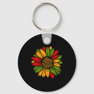 Sunflower Black History Month Colors Men Women Flo Keychain