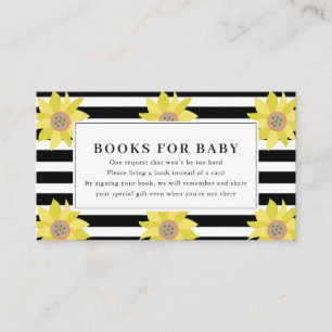Sunflower Black Stripes Baby Shower Book Request Enclosure Card