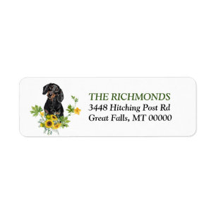 Sunflower Black Tan Dachshund Adresse de retour