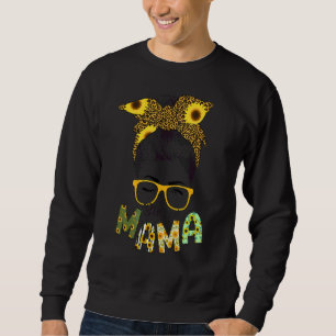 Sunflower Blessed Mama Messy Bun Hair Mother's Day Sweatshirt