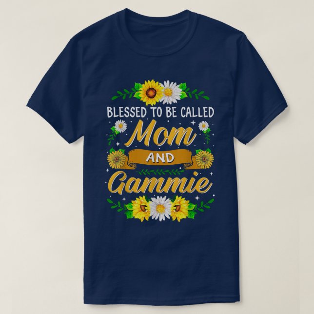 Sunflower Blessed To Be Called Mom And Gammie Moth T-Shirt (Design Front)