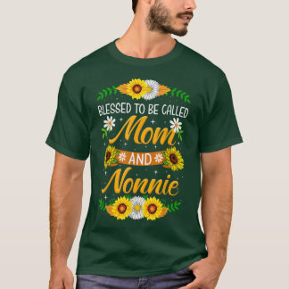 Sunflower Blessed To Be Called Mom And Nonnie Moth T-Shirt