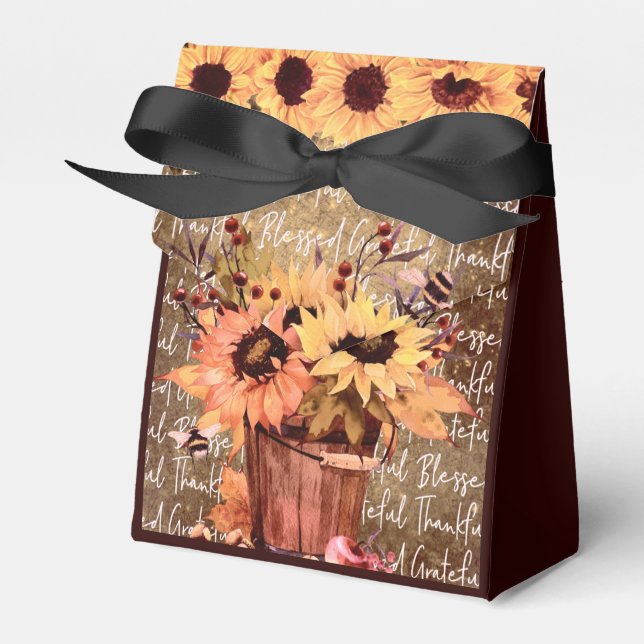 Sunflower Blessing Gratitude Thanksgiving Favour B Favor Box (Front Side)