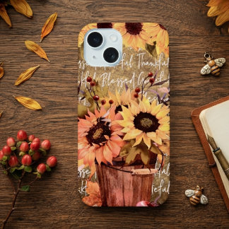 Sunflower Blessings Gratitude Fall iPhone 15 Case