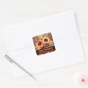 Sunflower Blessings Gratitude Thanksgiving Square Sticker