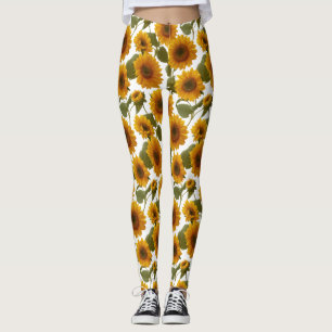 Sunflower Bloom Floral Pattern Leggings