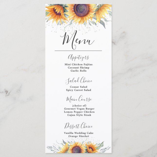 Sunflower Bloom | Menu Floral (Devant)
