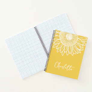Sunflower Bloom Modern Customizable Name     Notebook