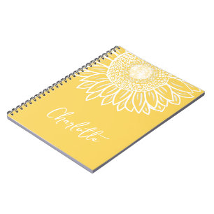 Sunflower Bloom Modern Customizable Name Notebook