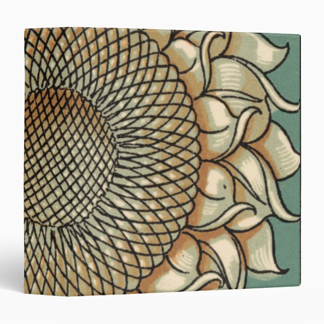 Sunflower Bloom on Blue-green Background Binder (Front/Spine)