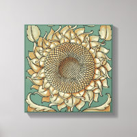 Sunflower Bloom on Blue-green Background