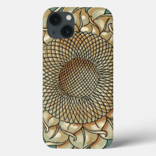 Sunflower Bloom on Blue-green Background iPhone 13 Case