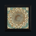 Sunflower Bloom on Blue-green Background Gift Box<br><div class="desc">An in-your-face print of a sunflower bloom on a blue-green background. You can almost hear the bees humming near the flower,  ready to help pollinate world with this botanical beauty!</div>