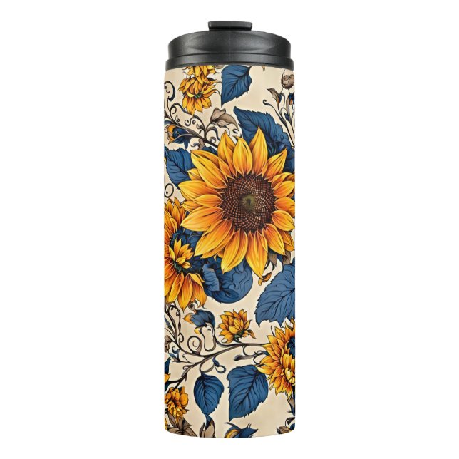 Sunflower Bloom Thermal Tumbler – Sip in Sunshine (Front)