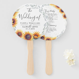 Sunflower Bloom Wedding Program Hand Fan