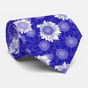 Sunflower Blue And White Tie