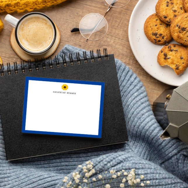 Sunflower Blue Border Personalized Thank You Card (Creator Uploaded)