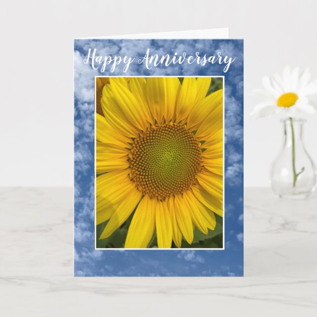 SUNFLOWER BLUE CLOUD SKY ANNIVERSARY GREETING CARD (Small Plant)