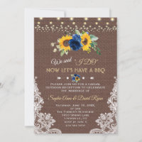 Sunflower Blue Floral Lace Burlap Wedding I DO BBQ