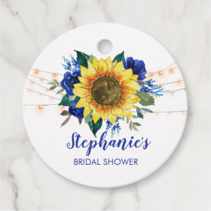 Sunflower Blue Floral Thank You Bridal Shower Favour Tags