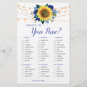 Sunflower Blue Lights Purse Bridal Shower Game