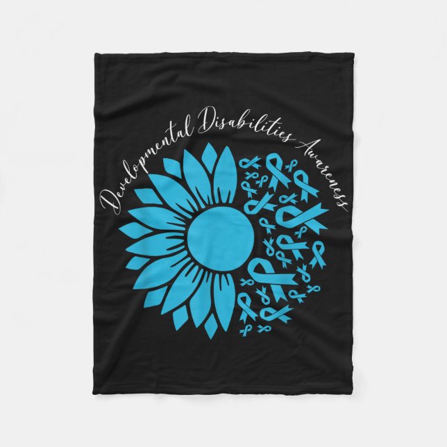 Sunflower Blue Ribbon Developmental Disabilities A Fleece Blanket (Front)