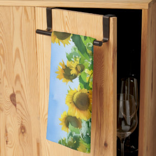 Sunflower Blue Sky Art Kitchen Towel