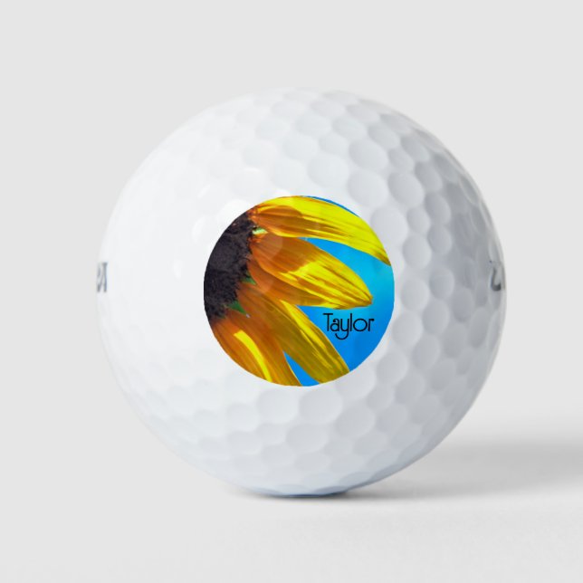 Sunflower Blue Sky Personalized Golf Balls (Front)