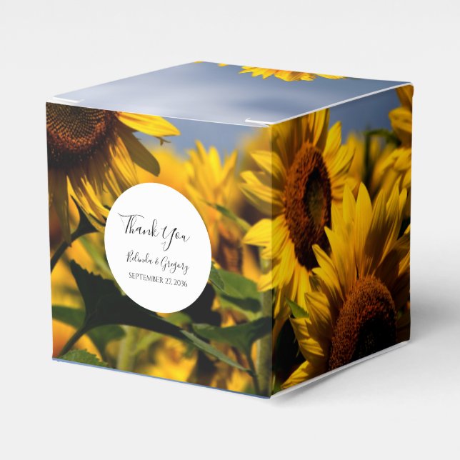 Sunflower Blue Sky Rustic Wedding Favor Box (Front Side)