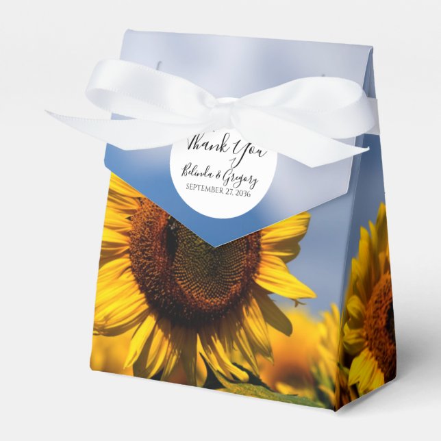 Sunflower Blue Sky Rustic Wedding Favor Box (Front Side)