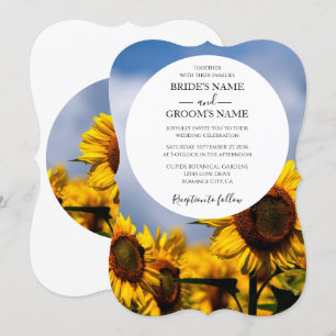 Sunflower Blue Sky Rustic Wedding Invitations