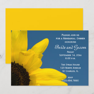 Sunflower Blue Sky Wedding Rehearsal Dinner Invite