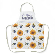 Sunflower & Blueberry Personalized Kitchen Apron